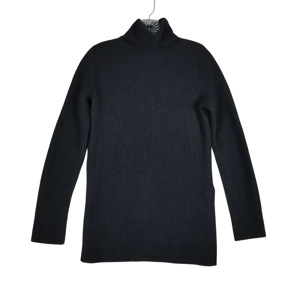 Vince Turtleneck Sweater Women Size S Black 100% Cashmere Ribbed Knit Pullover